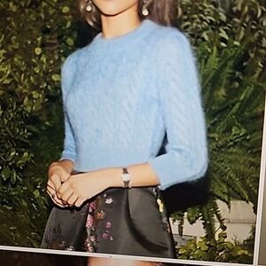 - Erdem X H&M Blue Cropped Cable Knit Mohair Jumper Sweater ASO Zendaya Si…